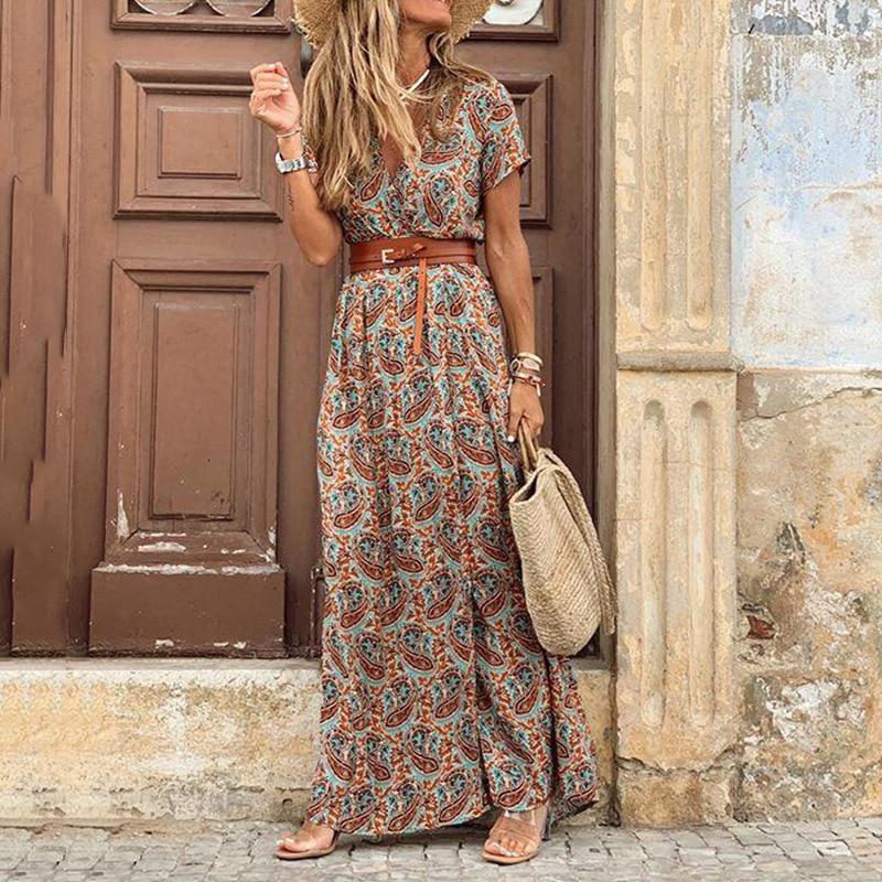 Summer Short Sleeve Floral Print Dress