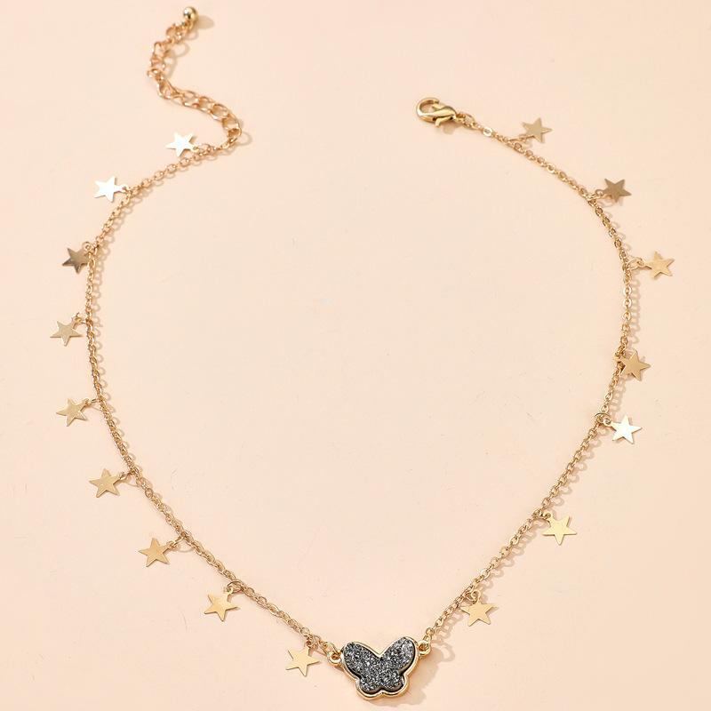 Star and Butterfly 18k Gold Necklace