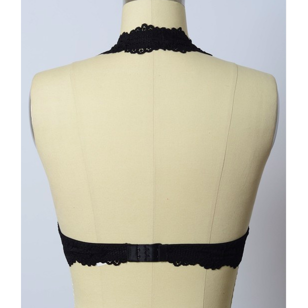 Black Floral Lace Halter Bralette