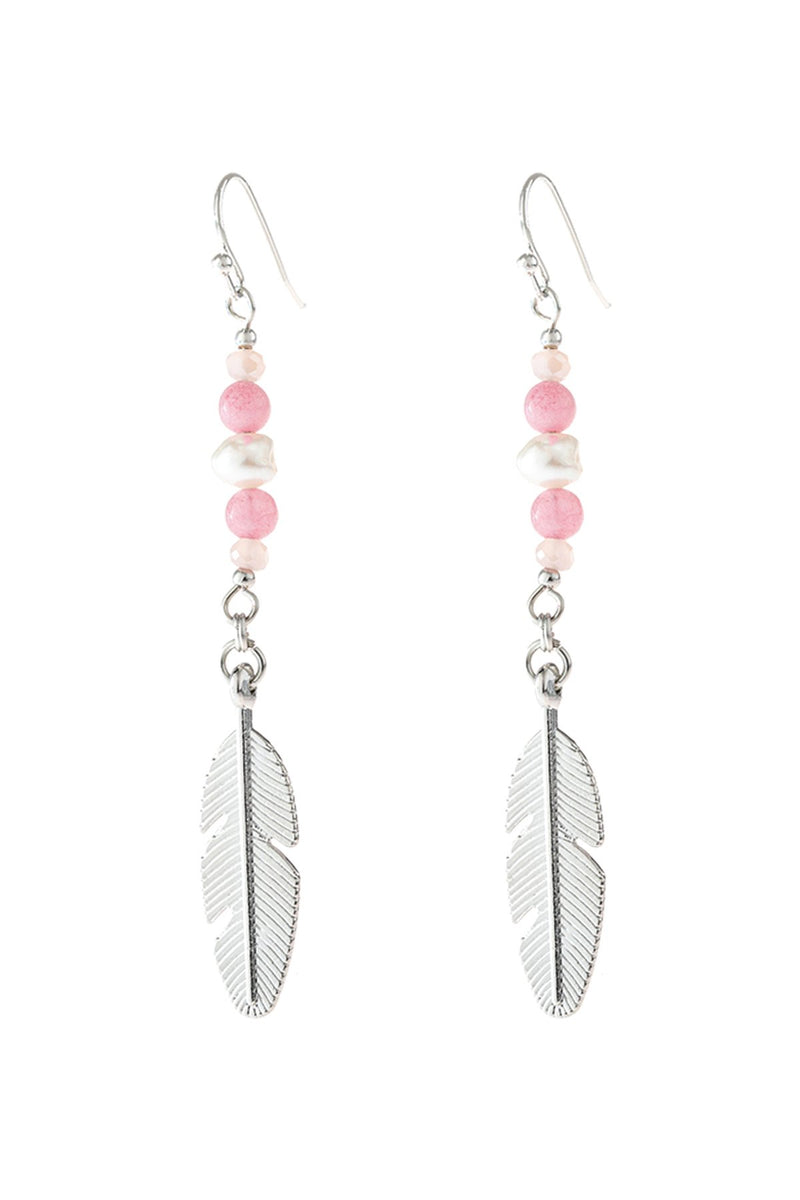 Hde3112 - Cast Feather Dangle Earrings