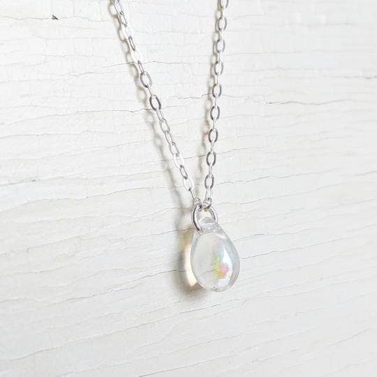 Crystal Raindrop on Sterling Silver Necklace