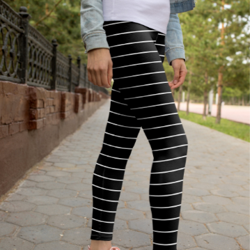 Thin Striped Black leggings, Capris and Shorts