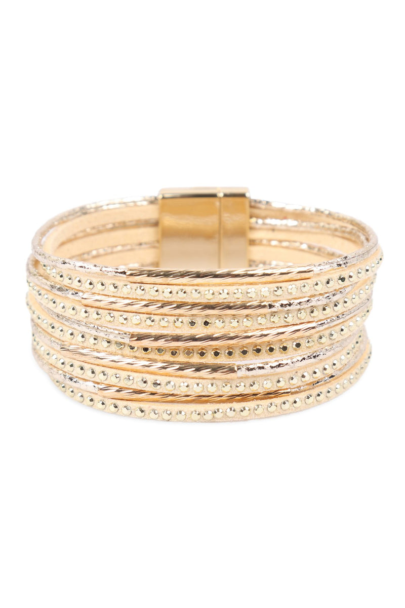 Hdb3067 - Multiline Leather Magnetic Bracelet