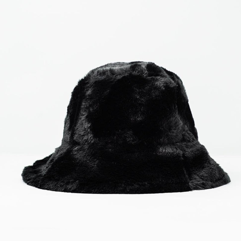 Reversible Bucket Hat in Black With Teddy Turn Up