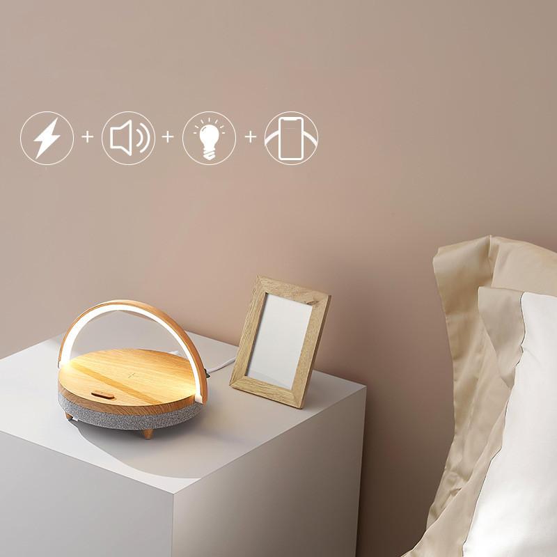 Wireless Charging Bluetooth Speaker LED Night Light Table Lamp