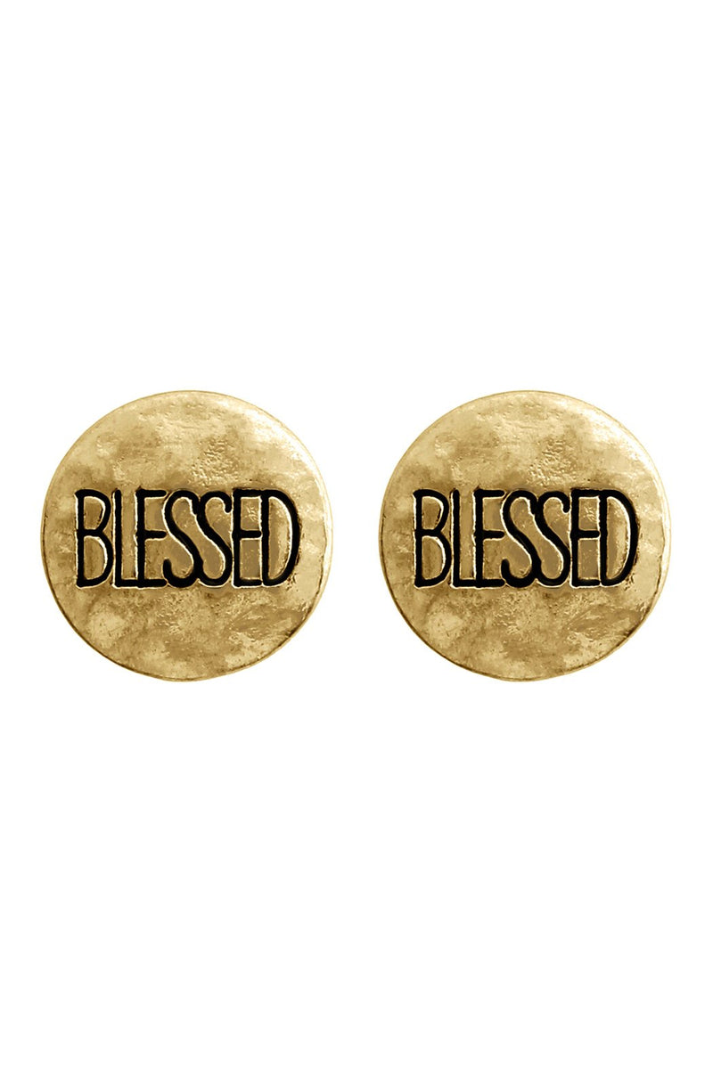 24620 - "Blessed" Engraved Message Earrings