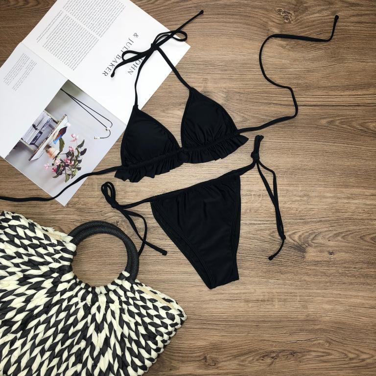 New Ruffle Triangle Bikini Set High Cut swimsuit