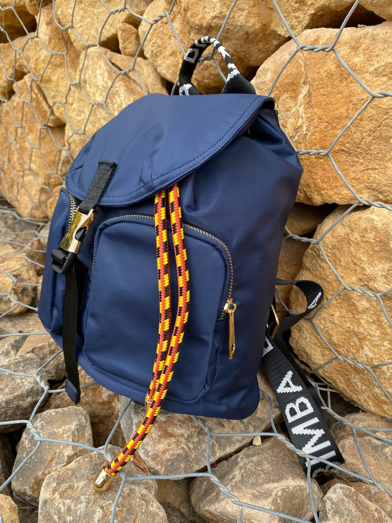 Belted Blue Backpack