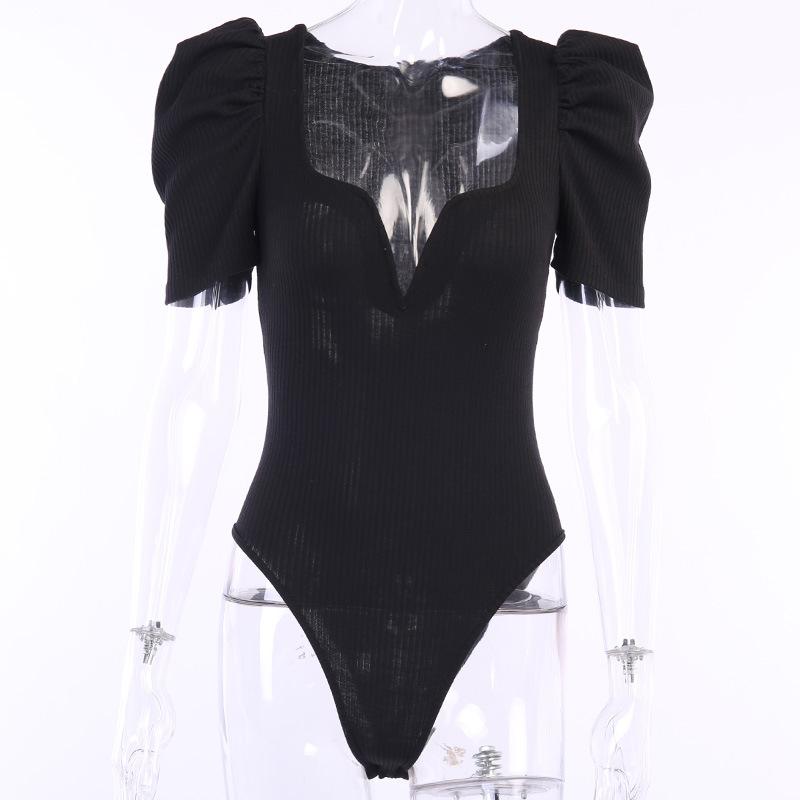 V Neck Short Sleeve Bodysuit Jumpsuit Tops
