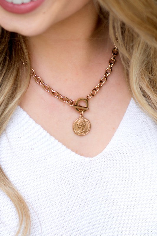 Coin Accent Chain Necklace