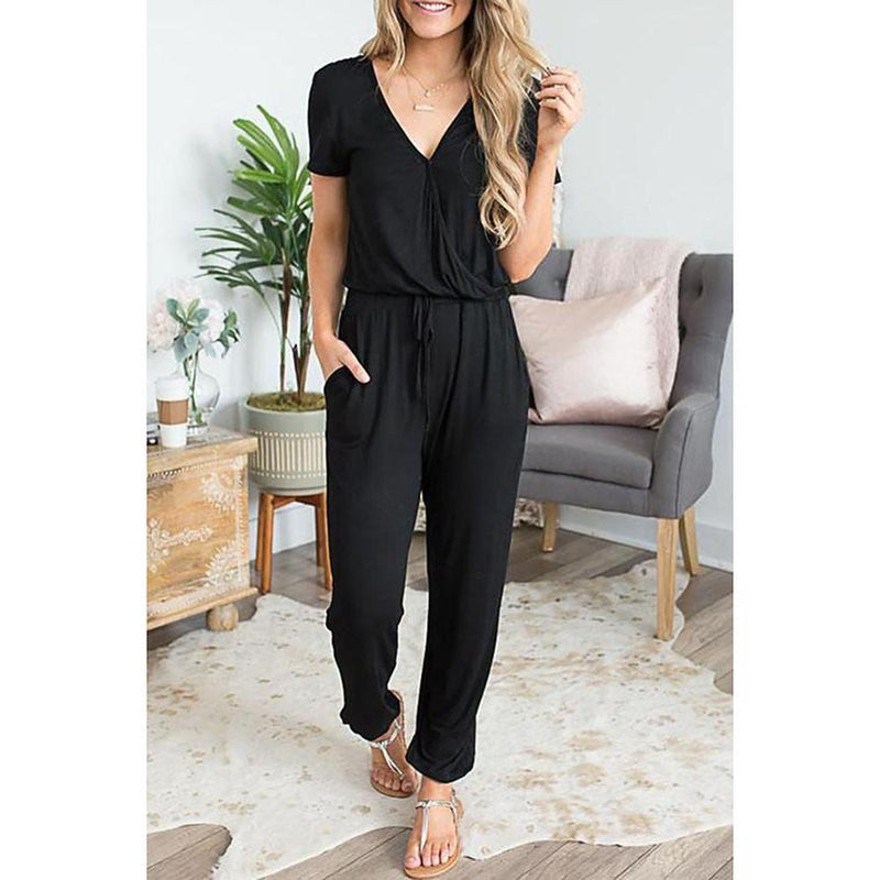 Black/ Light gray Jumpsuit, Solid Colored Patchwork