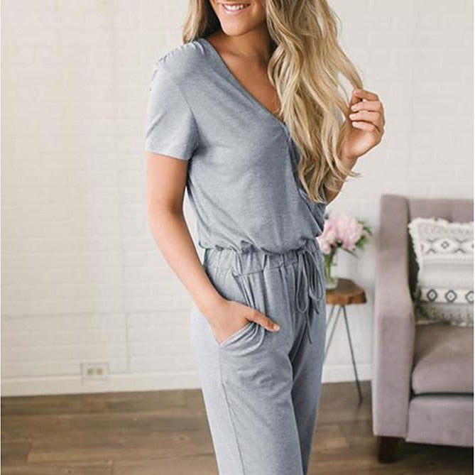 Black/ Light gray Jumpsuit, Solid Colored Patchwork