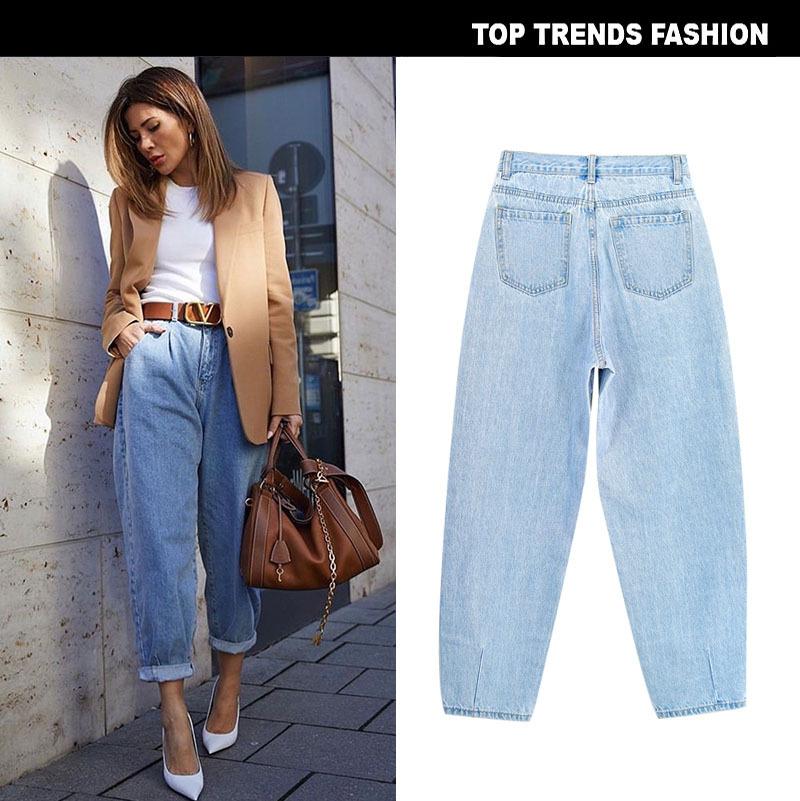 Women＇s Clothing High Waist Loose Denim Trousers Harem Drop Crotch Pants Ins Street Popular All-Matching  Four Seasons