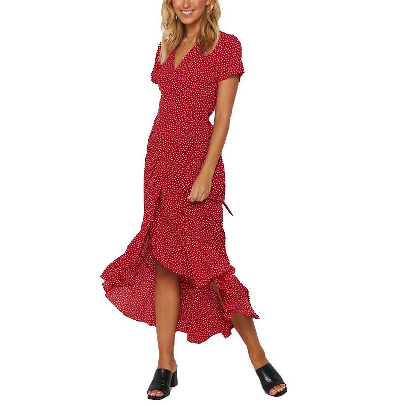 Red Vintage Printed Long Dress