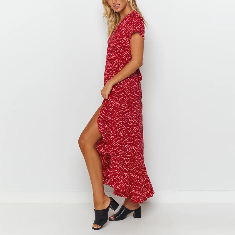 Red Vintage Printed Long Dress