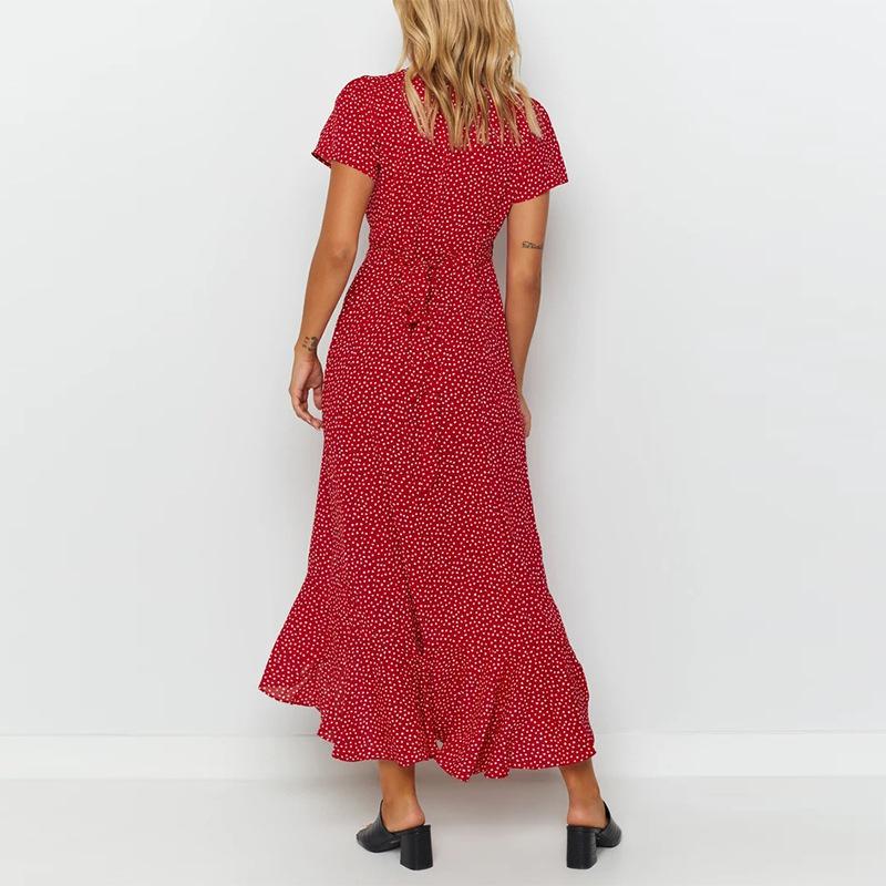 Red Vintage Printed Long Dress