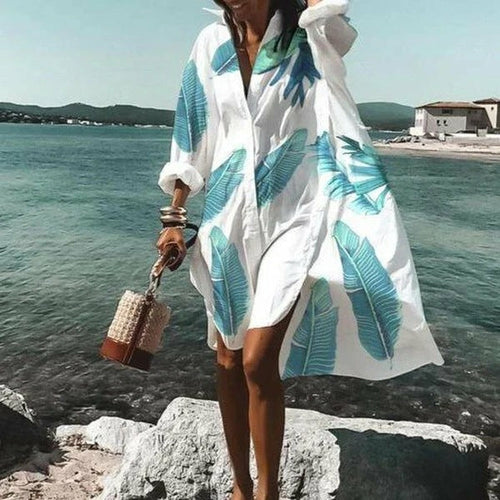 Women  Shirt Dress Casual Loose Mini Dresses