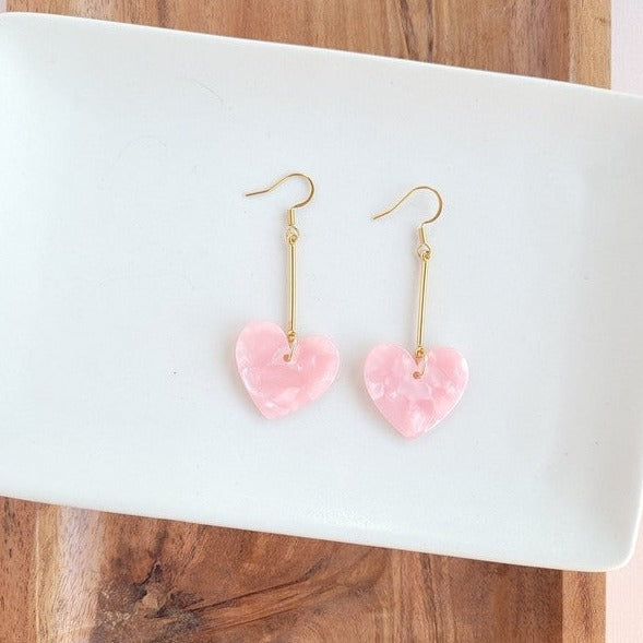 Mina Heart Earrings Pink