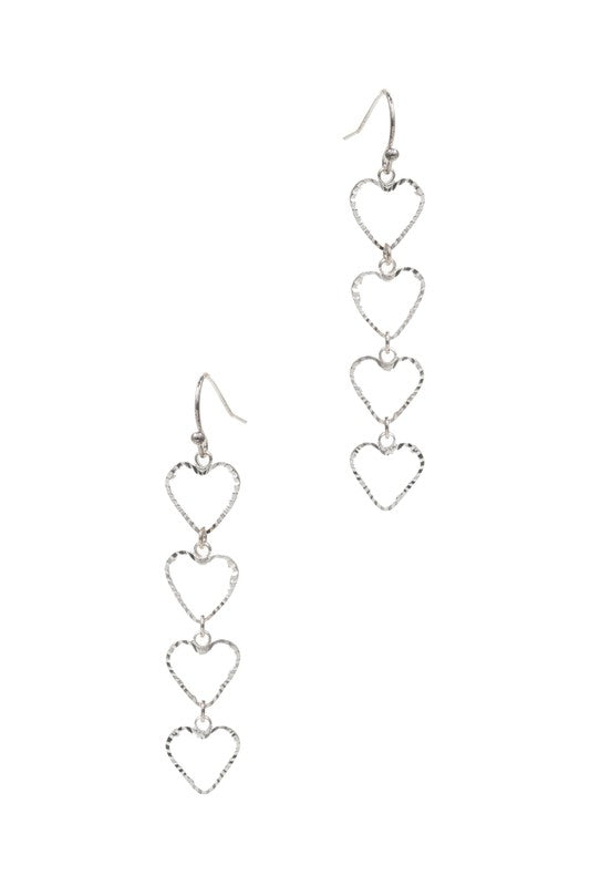 Linked Hearts Brass Dangle Earrings