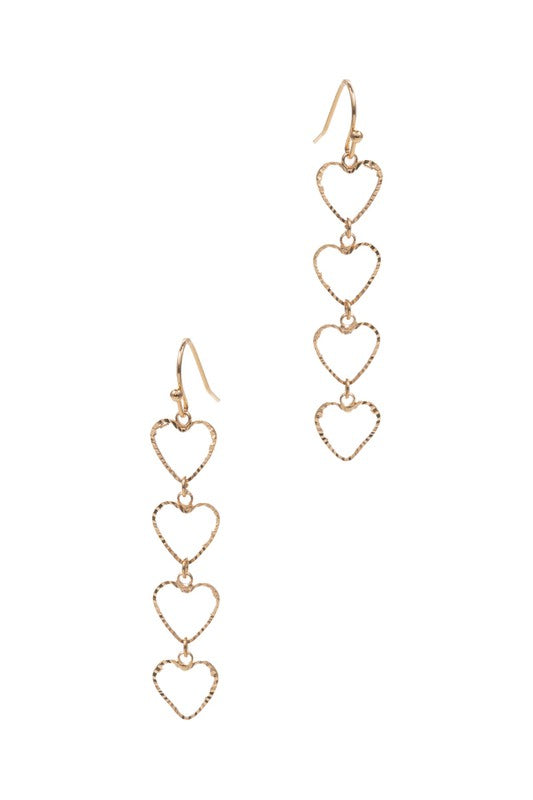 Linked Hearts Brass Dangle Earrings