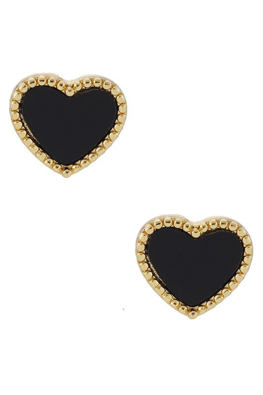 Heart Shaped Gold Dipped Post Earrings