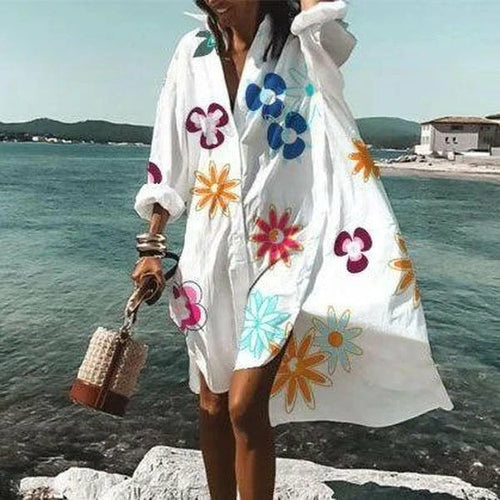 Women  Shirt Dress Casual Loose Mini Dresses