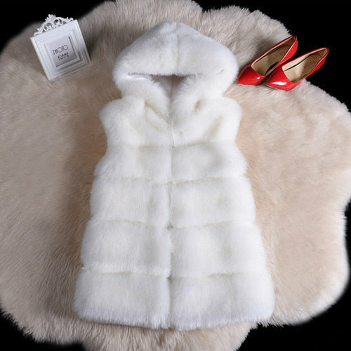 Winter Sleeveless Artificial Fox Fur Coat Gilet