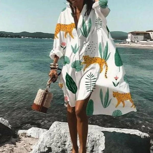 Women  Shirt Dress Casual Loose Mini Dresses