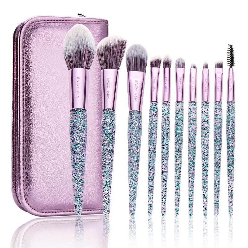 Makeup Brushes With Bag 10Pcs Foundation Blush Brushes