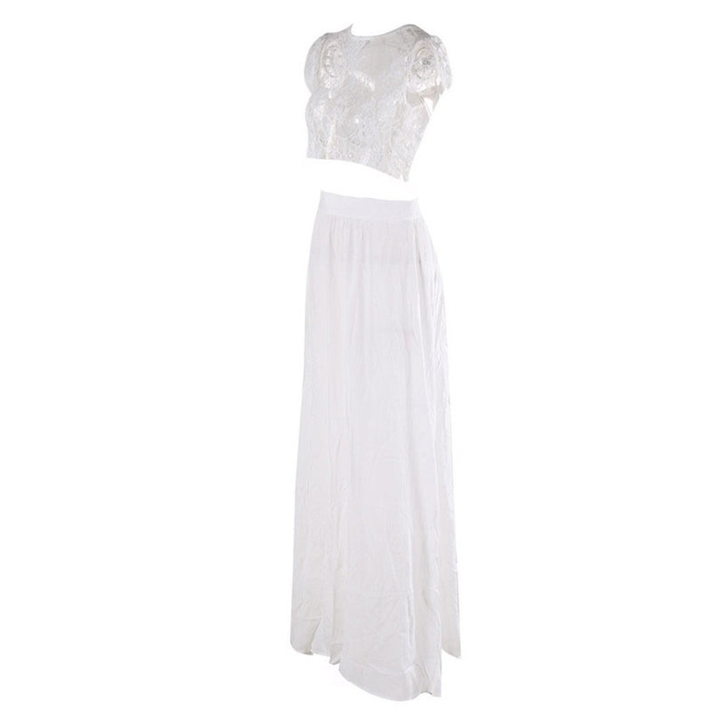 Gray or White Two Piece Maxi Dress