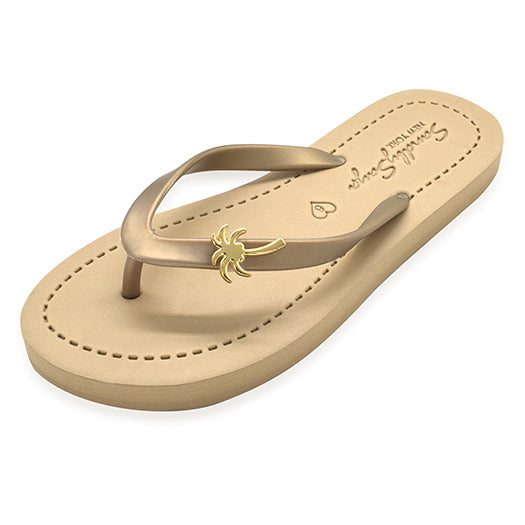 Gold Palm Tree - Studs Flat Flip Flops Sandals