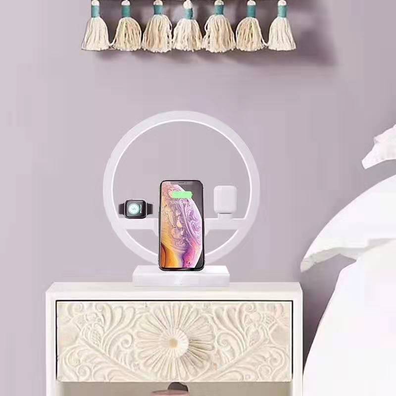 Fast Charging 4 in 1 Bedside Lamp Wireless Charger Bracket