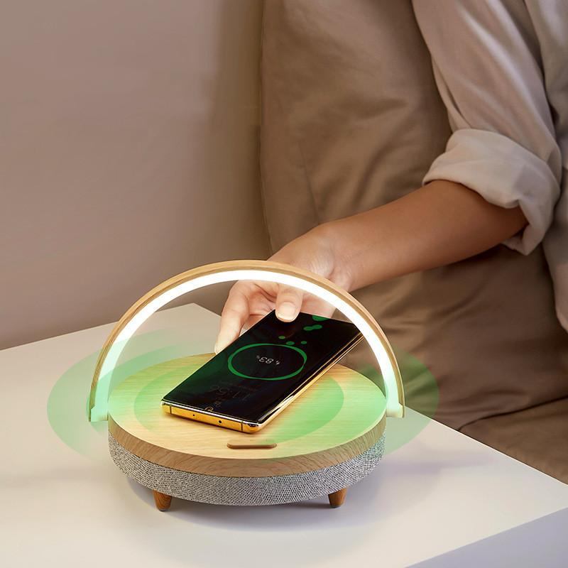 Wireless Charging Bluetooth Speaker LED Night Light Table Lamp