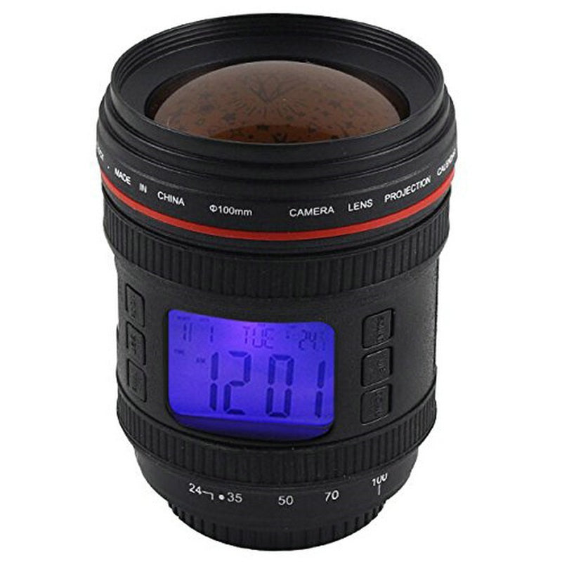 Alarm Clock Camera Lens Projection Music LCD