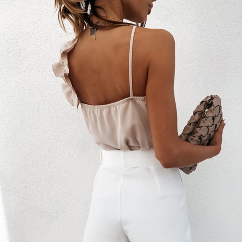 Summer Ruffle top backless with spagehetti strap