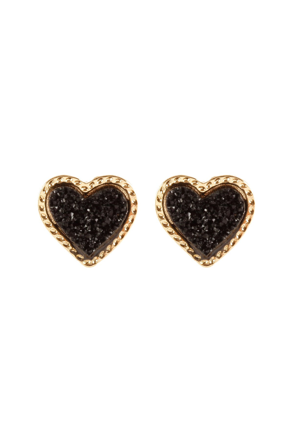 Fe5479 - Metal Druzy Heart Valentine Post Earrings