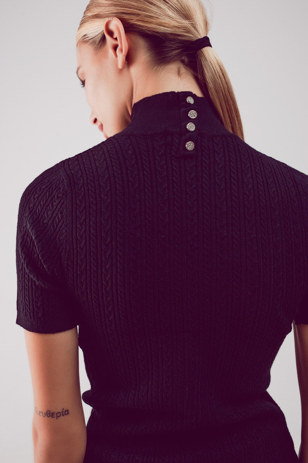 Cable Knitted Jumper in Black