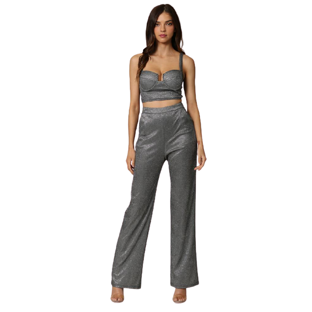 Ashley Sparkly Metallic Top and Pant Set