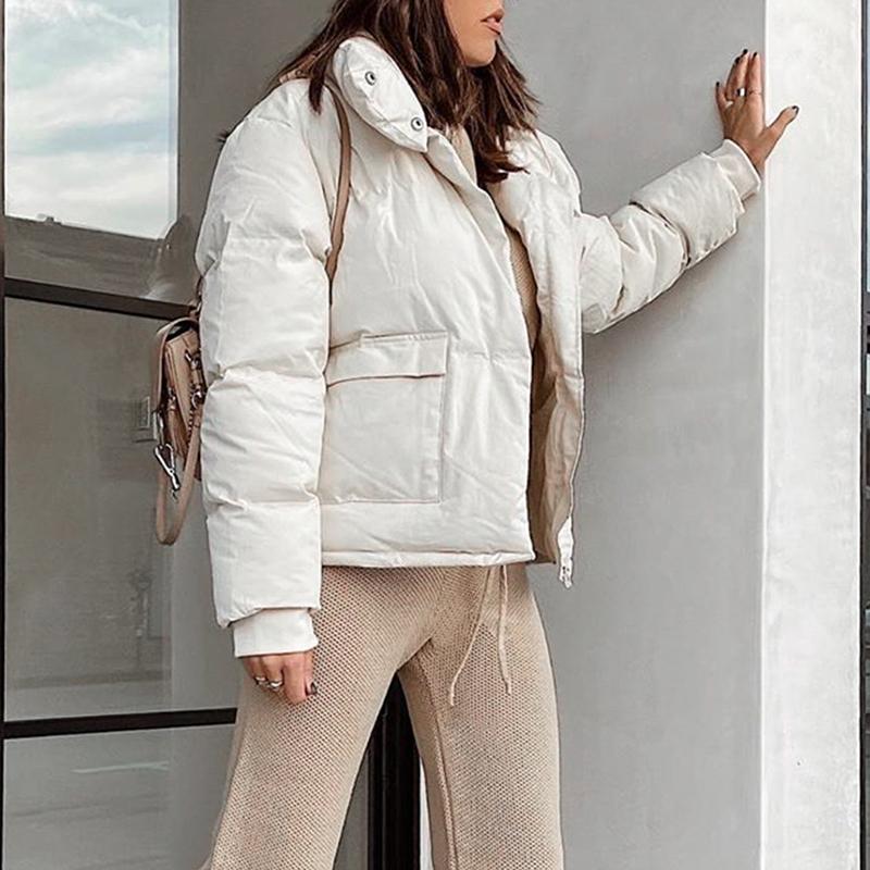 Simplee Causal warm white winter girl coat