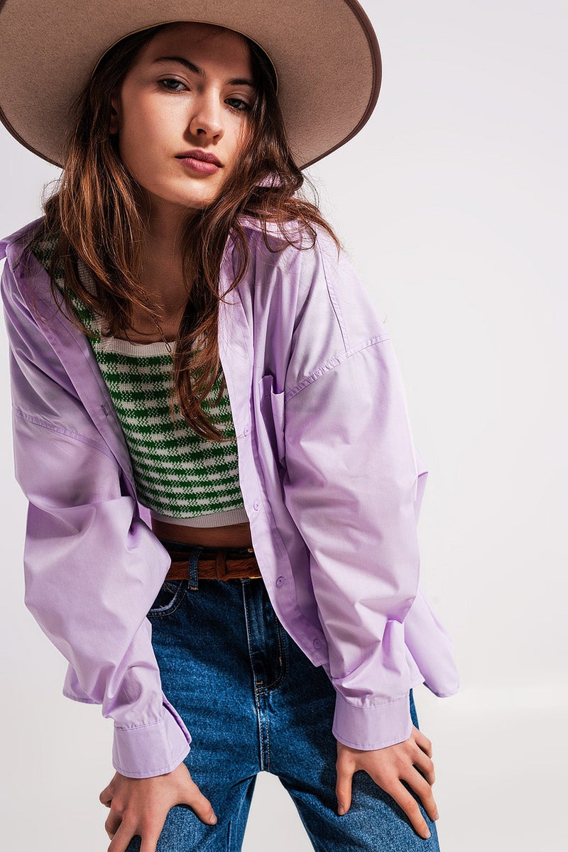 Relaxed Poplin Shirt in Lilac