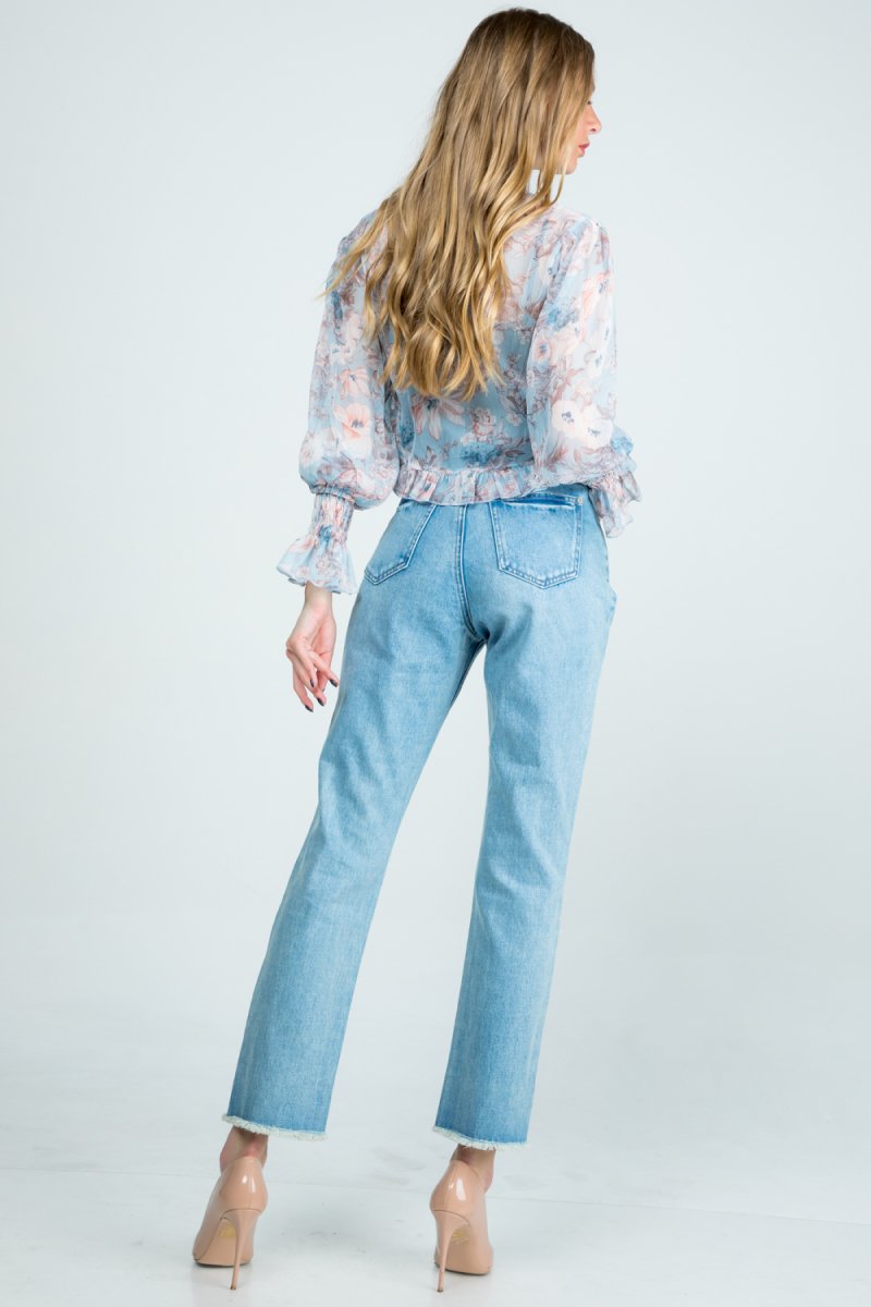 Distressed High Rise Mom Jeans