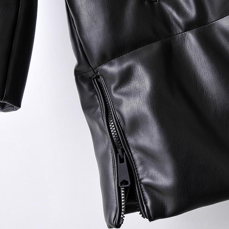 Simplee Elegant black straight tube long parkas Winter coat