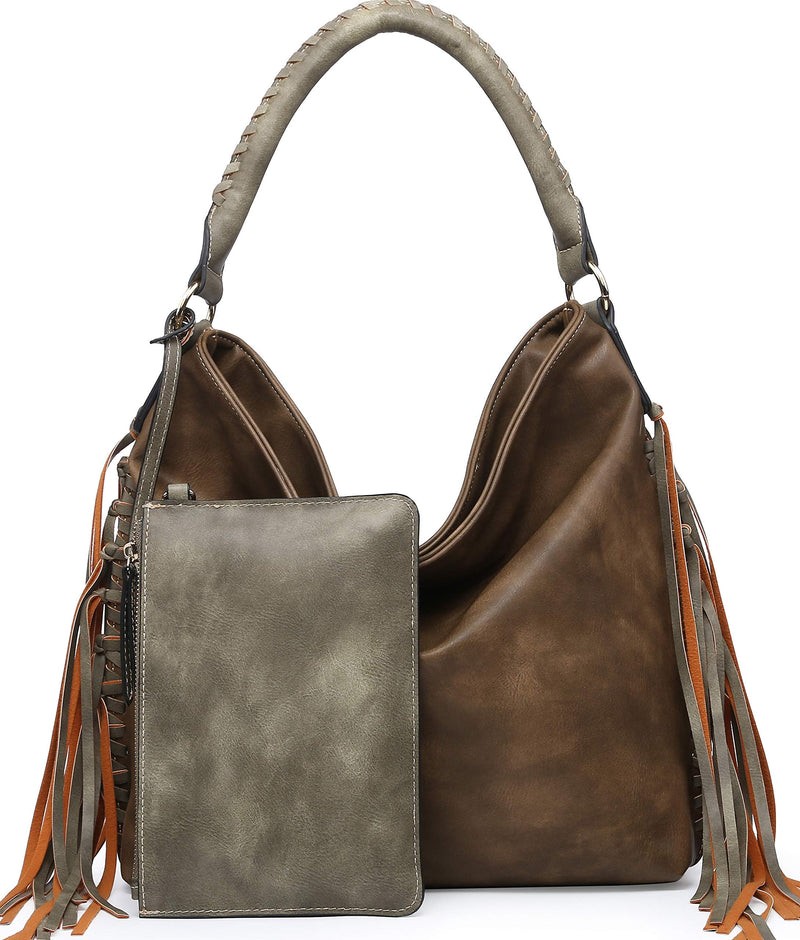 Oversize Hobo Handbags Fringe with detachable pouch