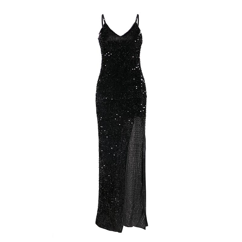 Sexy V-Neck Sequined Long Dress