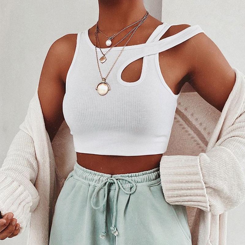 Hollow out White Sexy Cami Crop Top