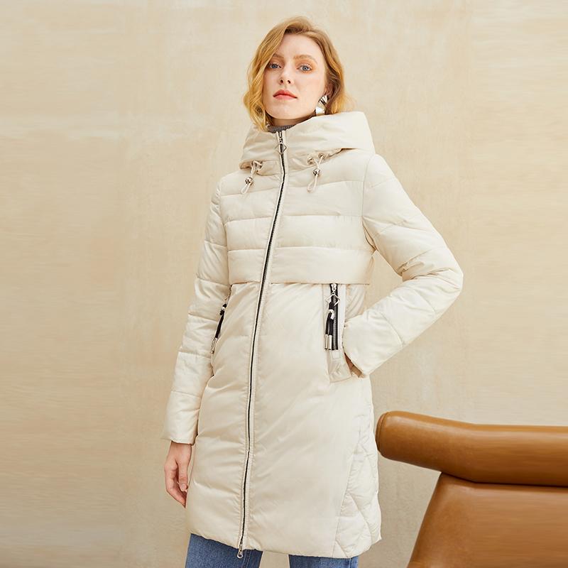 Simplee Elegant warm parka winter coat with hat