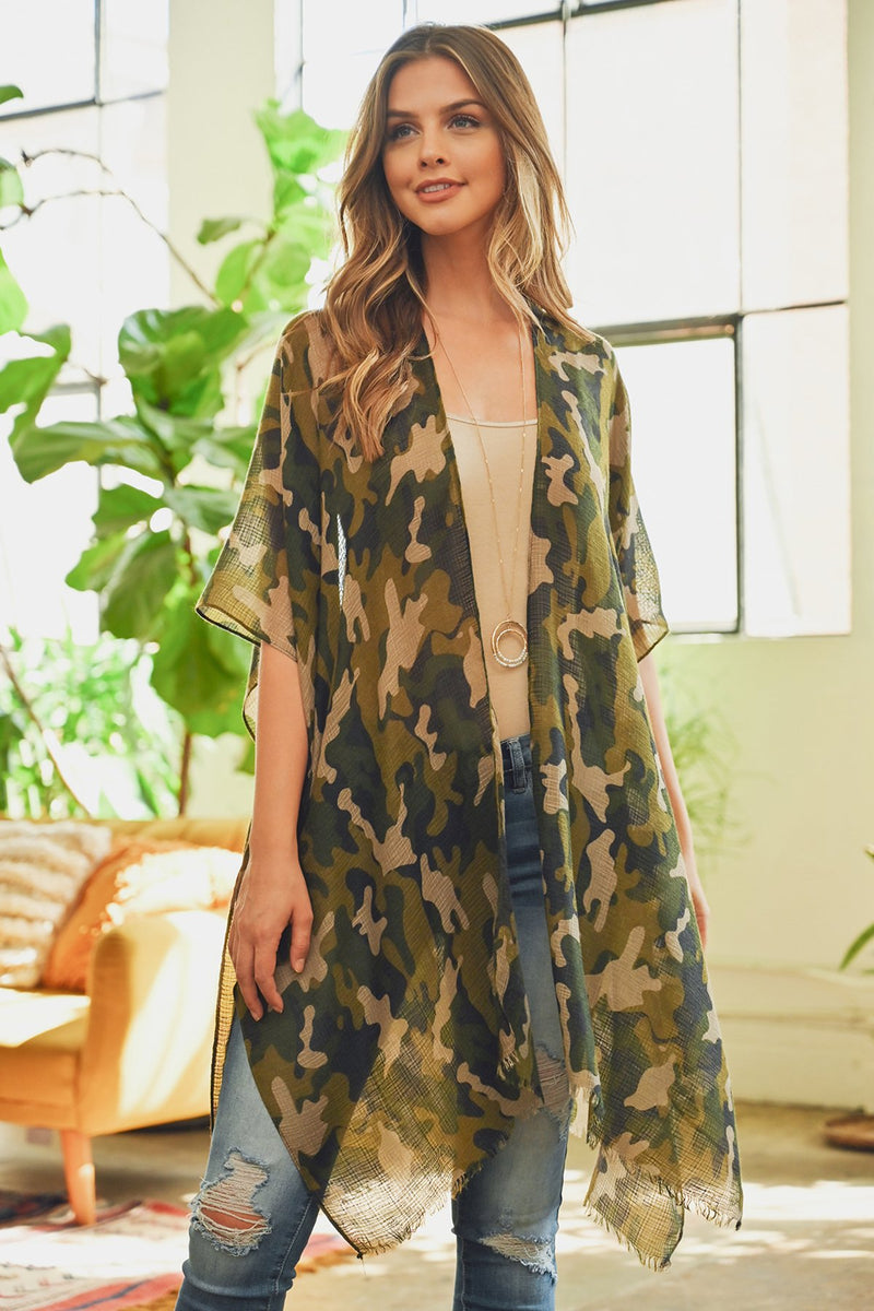 Hdf3082 - Camouflage Kimono