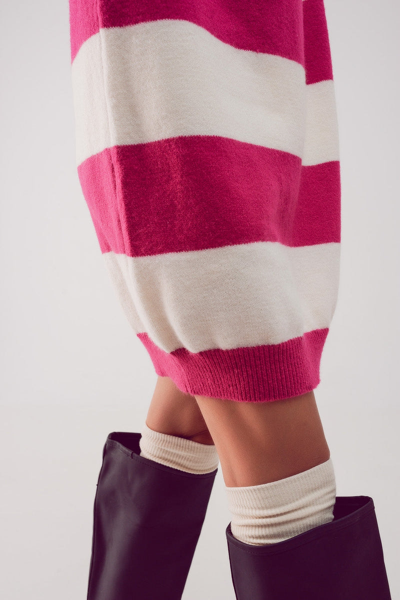 Stripe Jumper Dress in Fuchsia