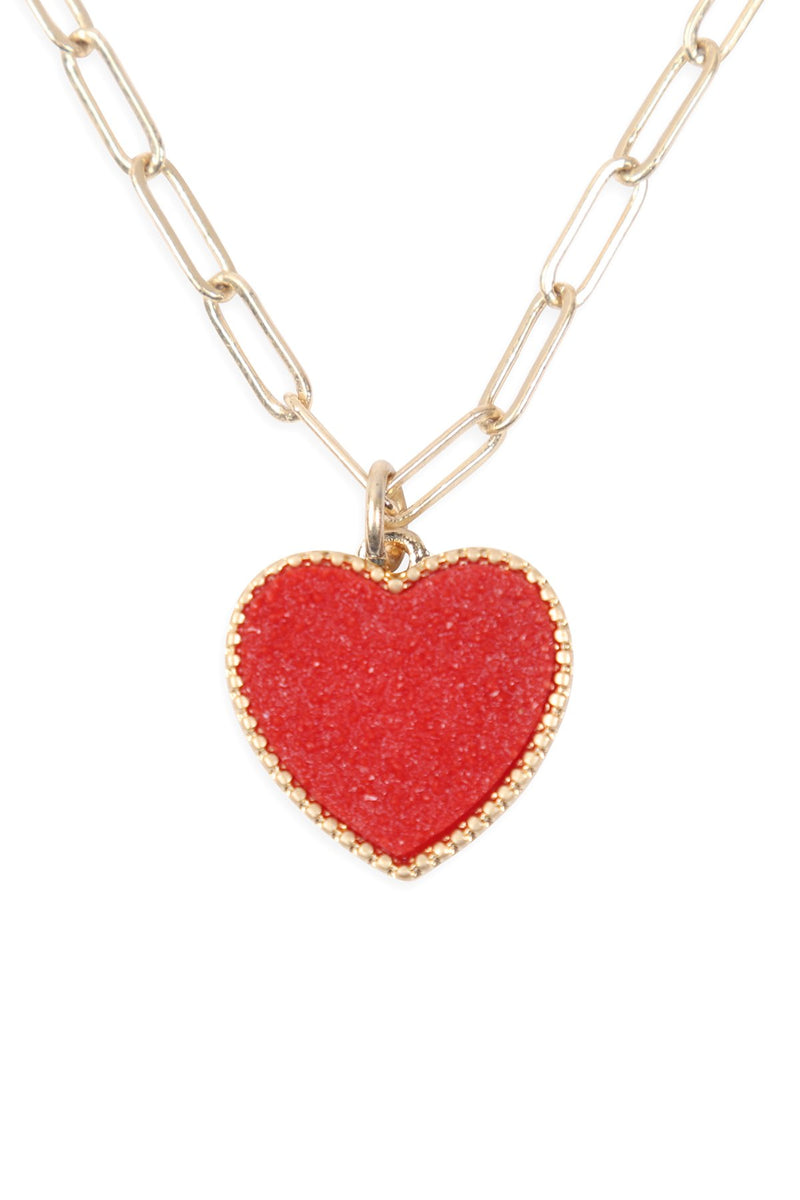 Two Layered Druzy Heart Necklace