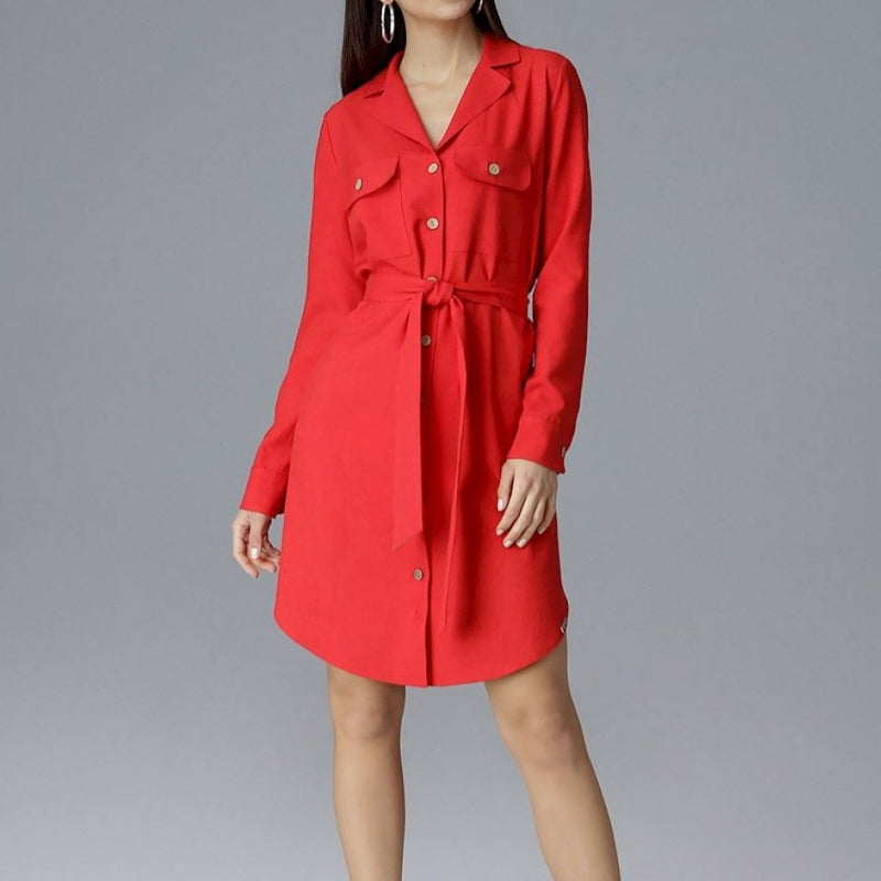 Red Belted Day Dress